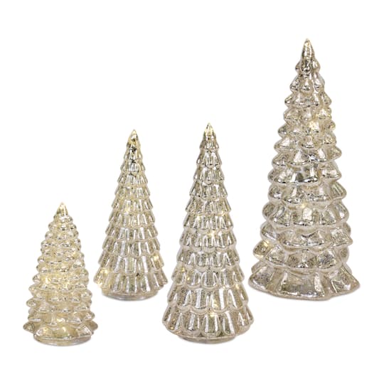 LED Glass Christmas Tree Set, 6.5", 7.75", 10" & 12" By Melrose | 5.25" x 5.25" x 12" | Michaels®